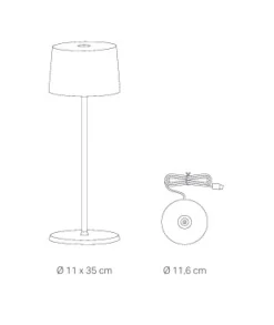 Olivia batterilampe / bordlampe, mørkegrå