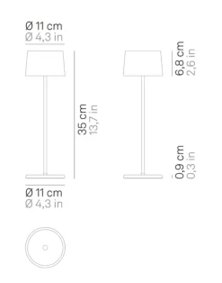 Olivia batterilampe / bordlampe, mørkegrå