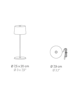 Olivia micro batterilampe / bordlampe, mørkegrå