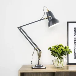 Original 1227 bordlampe, messing/grå