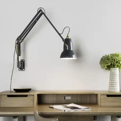 Original 1227 messing/grå vægmonteret lampe