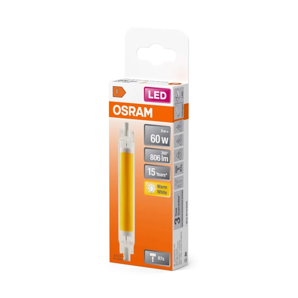 Osram LED-lyskilde 8W R7s 827, 118 mm, klar