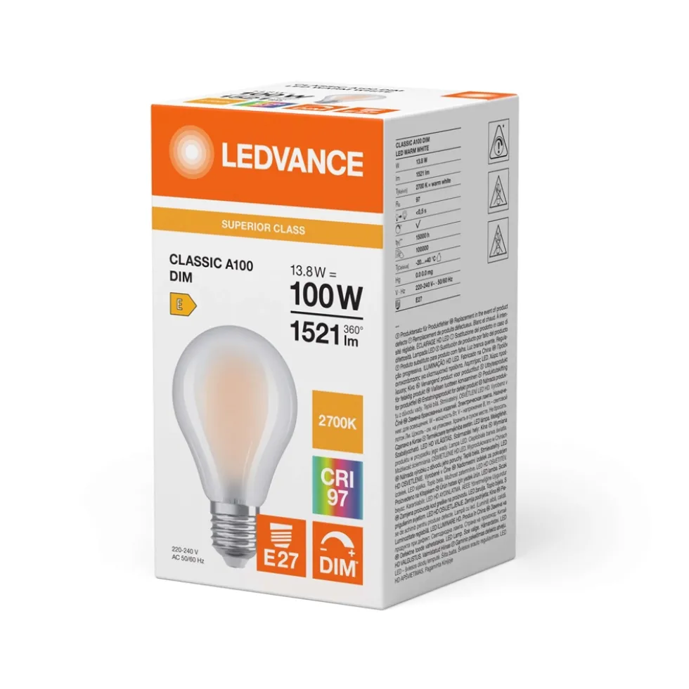 Osram LED-pære 13,8W E27 927 dæmpbar, mat