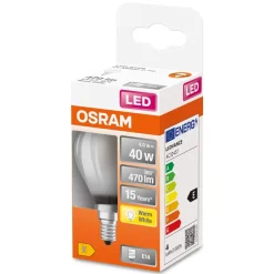 Osram LED-pære 4W E14 827, mat