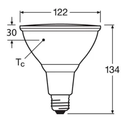 Osram LED-pære 15,2W E27 927 PAR38 30° IP65 dæmpbar