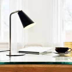 Oswald bordlampe, sort/børstet stål