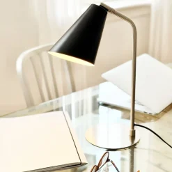 Oswald bordlampe, sort/børstet stål