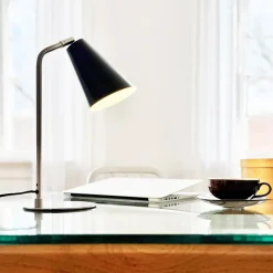 Oswald bordlampe, sort/børstet stål