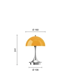 Panthella 160 Portable V3 bord- / batterilampe, krom/orange opal
