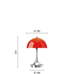 Panthella 160 Portable V3 bord- / batterilampe, krom/rød opal