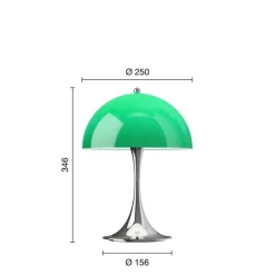 Panthella 250 Portable V3 bord- / batterilampe, krom/grøn opal