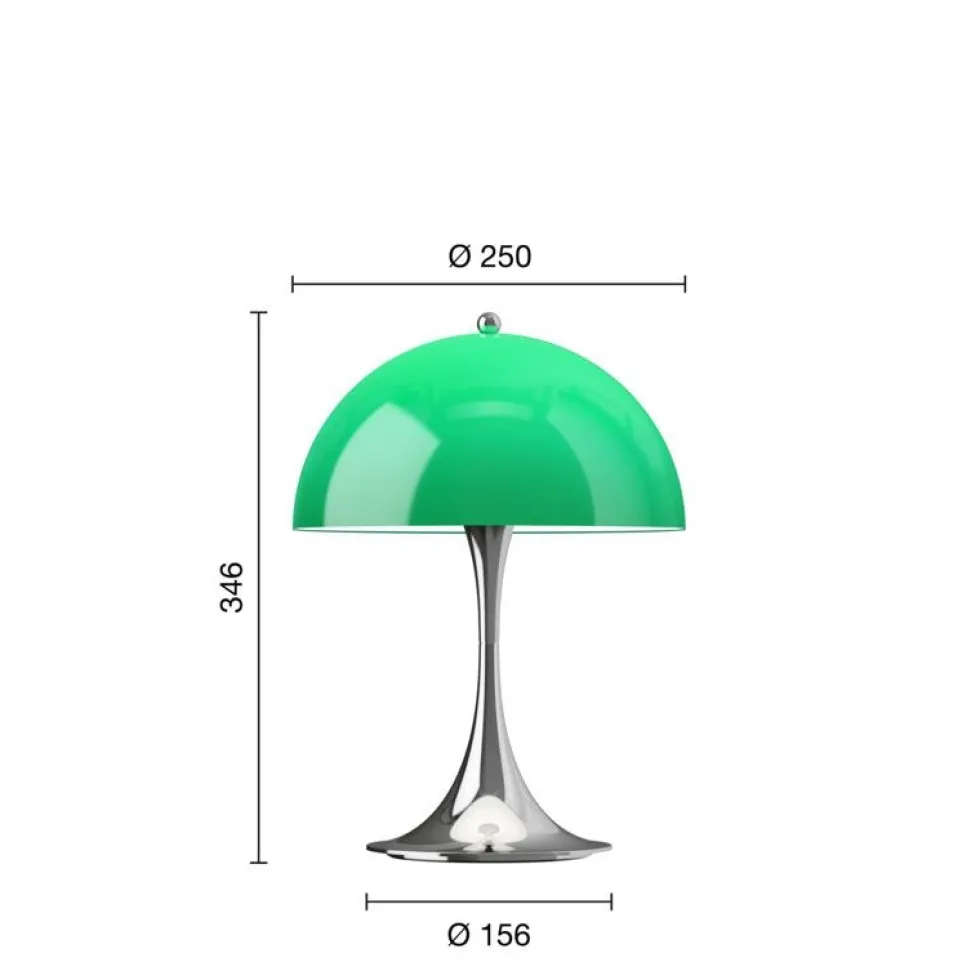 Panthella 250 Portable V3 bord- / batterilampe, krom/grøn opal