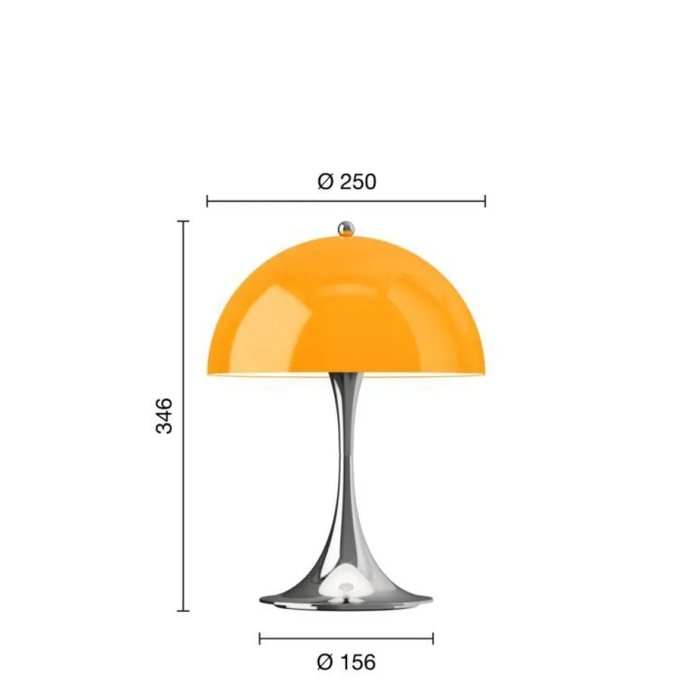 Panthella 250 Portable V3 bord- / batterilampe, krom/orange opal
