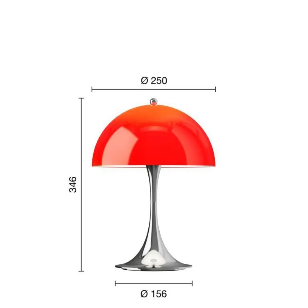 Panthella 250 Portable V3 bord- / batterilampe, krom/rød opal