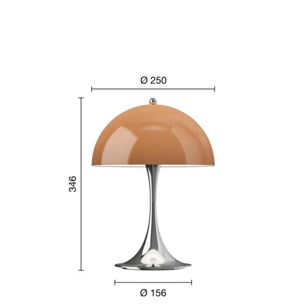 Panthella 250 Portable V3 bord- / batterilampe, krom/brun opal