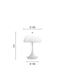 Panthella 160 Portable V3 bord- / batterilampe, hvid opal