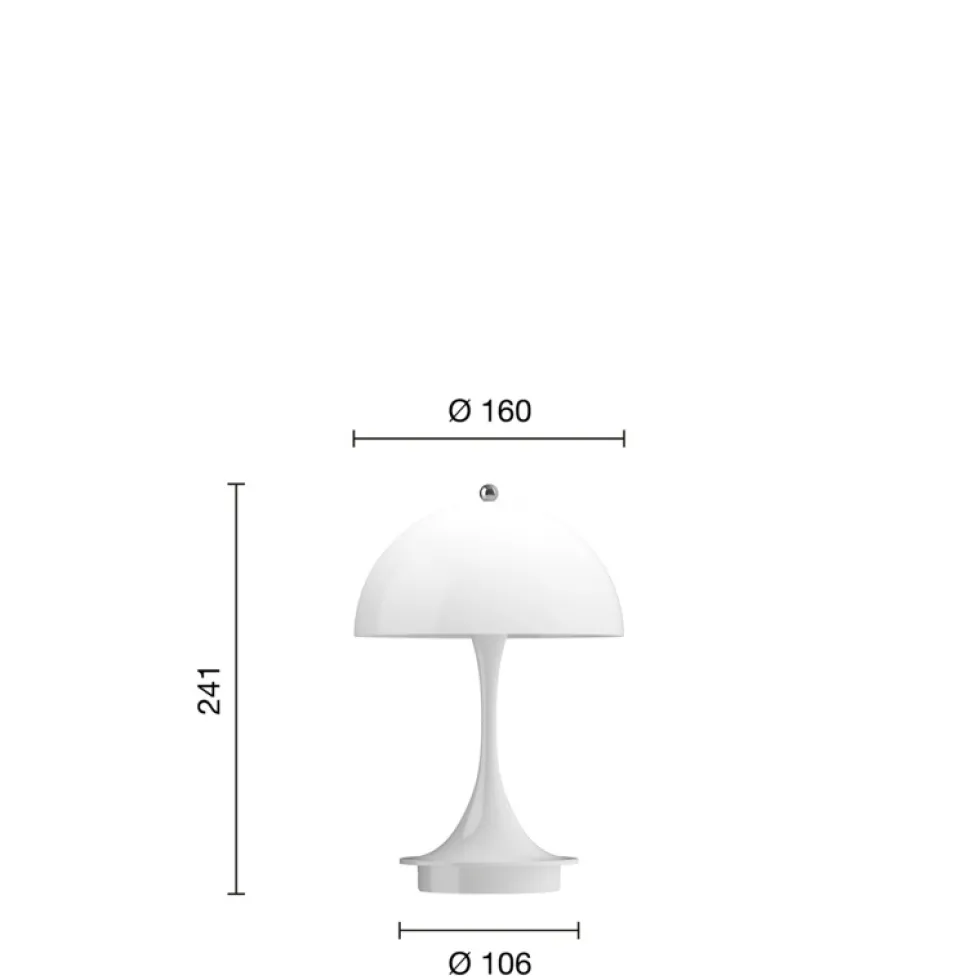 Panthella 160 Portable V3 bord- / batterilampe, hvid opal