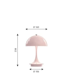 Panthella 160 Portable V2 bord- / batterilampe, metal lys rosa