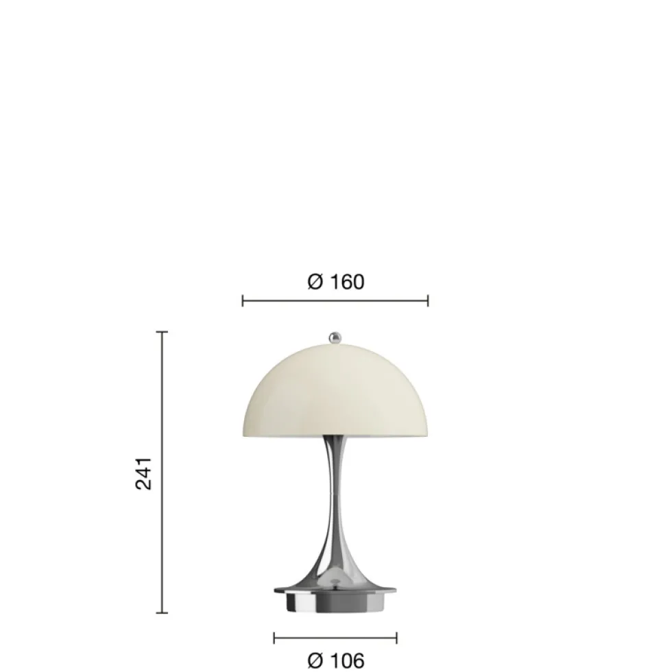 Panthella 160 Portable V3 bord- / batterilampe, krom/beige opal