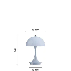 Panthella 160 Portable V3 bord- / batterilampe, lyseblå opal