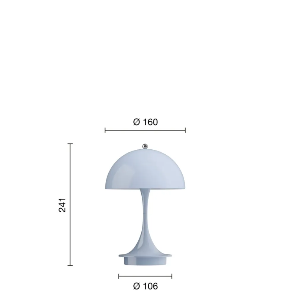 Panthella 160 Portable V3 bord- / batterilampe, lyseblå opal
