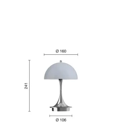 Panthella 160 Portable V3 bord- / batterilampe, krom/blågrå opal