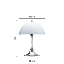 Panthella 250 Portable V3 bord- / batterilampe, krom/blågrå opal
