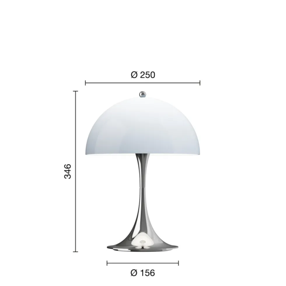 Panthella 250 Portable V3 bord- / batterilampe, krom/blågrå opal