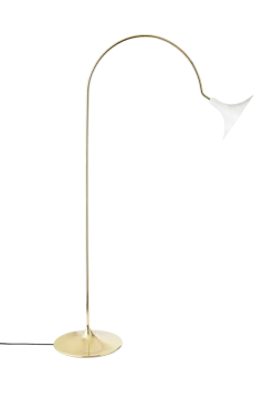 Petalii gulvlampe, poleret messing/hvid