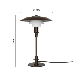 PH 3/2 bordlampe, aged brass/opal