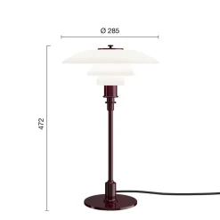 PH 3/2 bordlampe, glossy burgundy