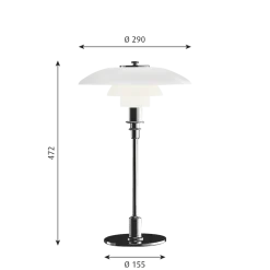 PH 3/2 bordlampe, krom