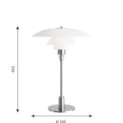 PH 3½-2½ bordlampe, krom