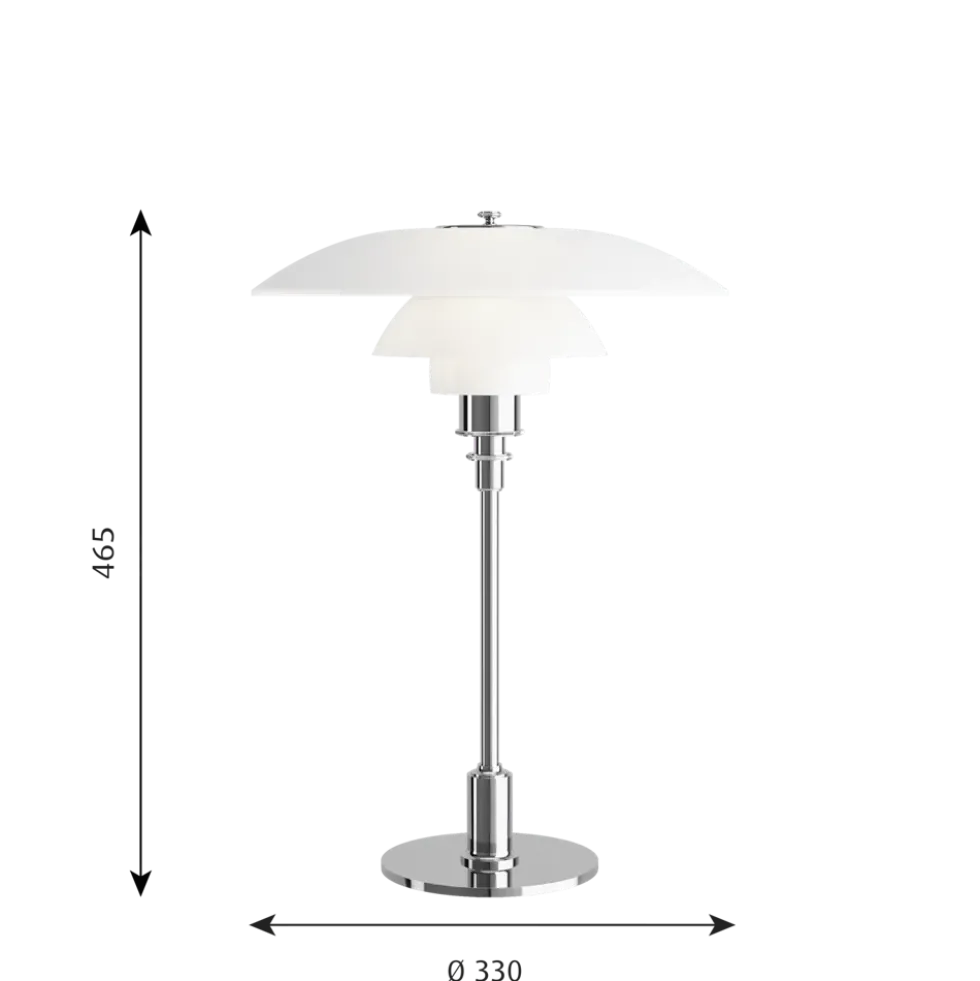 PH 3½-2½ bordlampe, krom