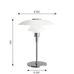 PH 4½-3½ bordlampe, krom