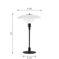 PH 3/2 bordlampe, sort