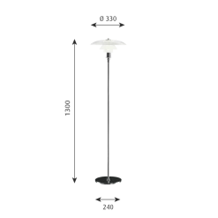 PH 3½-2½ gulvlampe, krom