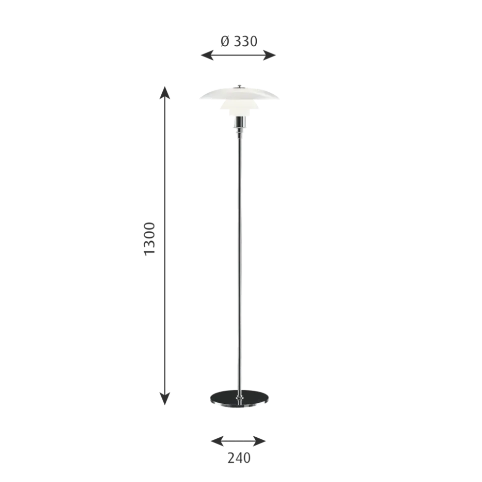 PH 3½-2½ gulvlampe, krom
