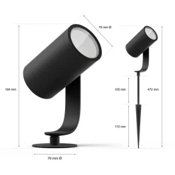 Philips Hue Lily White and Color Ambiance udendørs spike spot basesæt, sort (3 stk)