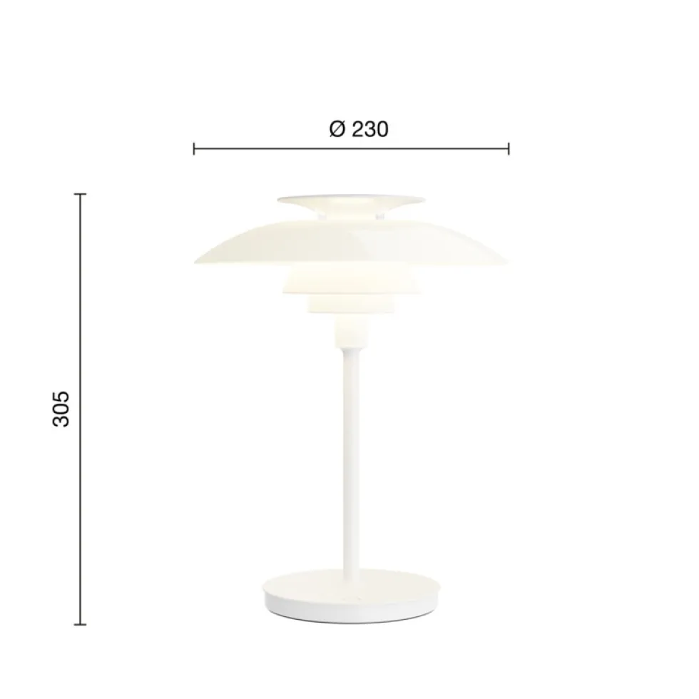 PH 80 Portable batterilampe / bordlampe, opal/hvid