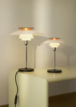 PH 80 Portable batterilampe / bordlampe, opal/krom