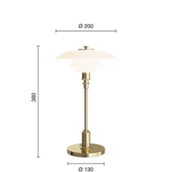 PH 2/1 Portable bordlampe / batterilampe, messing