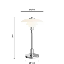 PH 2/1 Portable bordlampe / batterilampe, krom