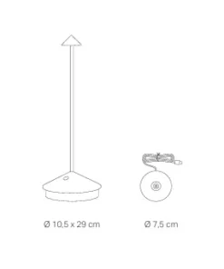 Pina batterilampe / bordlampe, titanium