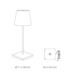 Poldina mini batterilampe / bordlampe, hvid