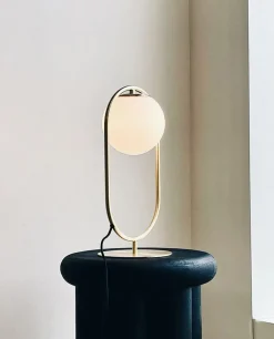Reims bordlampe, messing/hvid