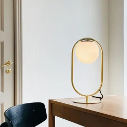 Reims bordlampe, messing/hvid