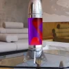 Rokit raketformet lavalampe, sølv/violet med rød lava