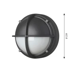 Skot LED udendørs væglampe / loftlampe, halvafskærmet opal/grafit