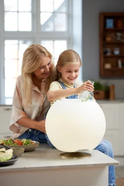 Sphere LED lampe m/højtaler & drinks køler, messing